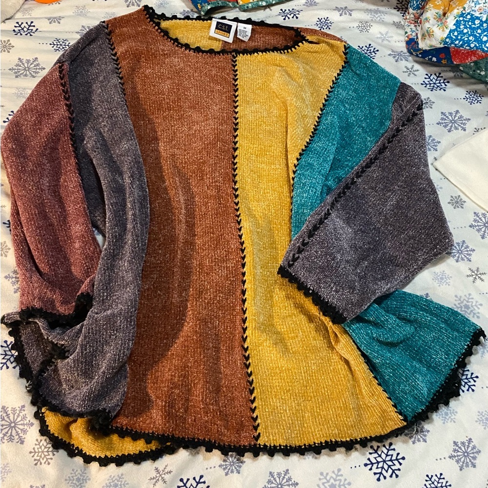 Colorful Patchwork Women's Sweater Very Soft Cute Warm